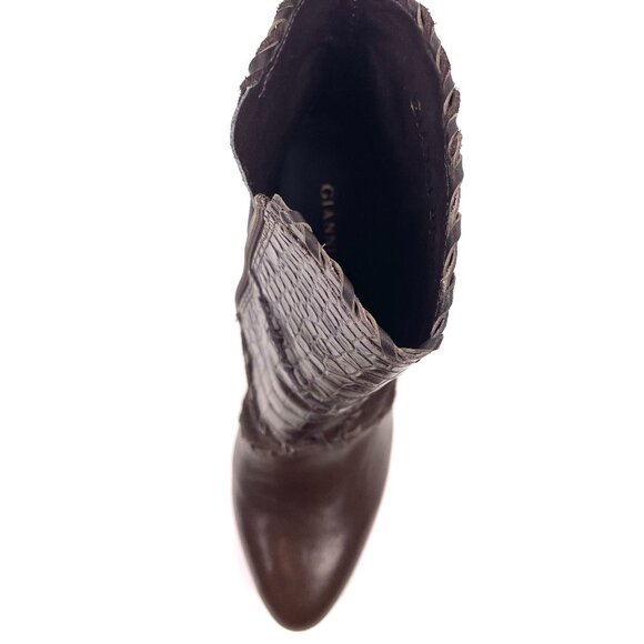 Gianni Bini Brown Patchwork Ankle Boots – Size 7.5M, 3.75” Heel - Picture 11 of 12